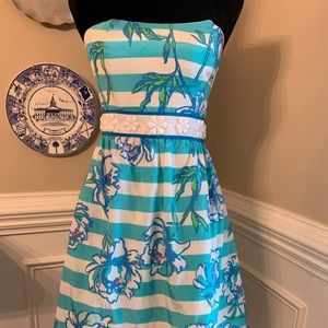 Lilly Pulitzer size 2 dress.  Strapless with beautiful beaded band. NWTs